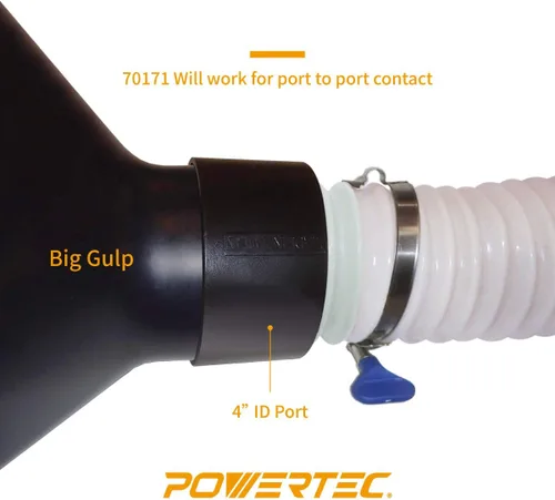 Miniatura 3 de POWERTEC 70171 Adaptador de acoplador rápido de recolección de polvo roscado, 4 x 2-1/2", negro