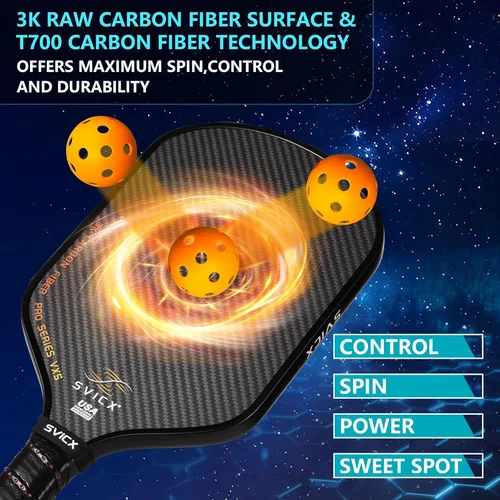 Miniatura 4 de Carbon Fiber Pickleball Paddle 16mm – Professional Pickleball Paddles with Superior Control, Power & Spin – Extended Handle for Two-Handed Grip