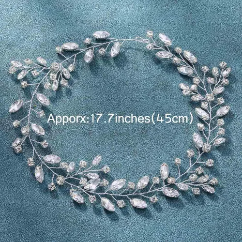 Miniatura 2 de JAKAWIN Bride Wedding Hair Piece Rhinestone Bridal Hair Accessories Diamond Hair Vine for Women HV113 1 Plateado