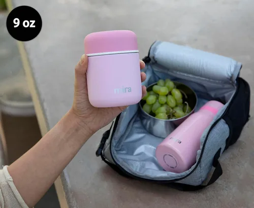 Miniatura 6 de MIRA Termo de alimentos aislado de 9 oz para alimentos calientes y sopa, contenedor de almuerzo al vacío de acero inoxidable compacto - blanco
