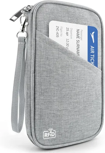 Miniatura 15 de Cartera de pasaporte para la familia con RFID, organizador de documentos de viaje, impermeable para mujeres, billetera de pasaporte portátil