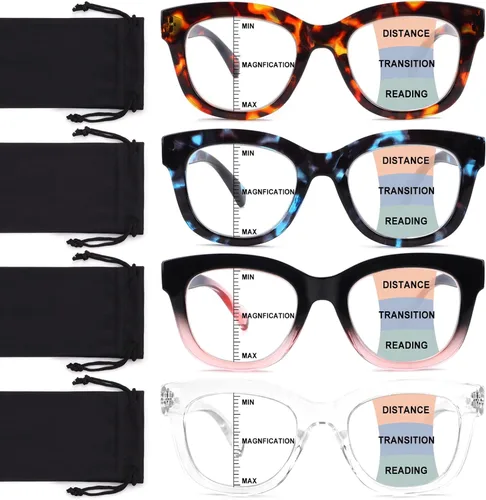 Miniatura 10 de Lentes de lectura progresivas multifocales para mujeres y hombres, bloqueo de luz azul, para computadora, lectores multifocales no lineales con A4
