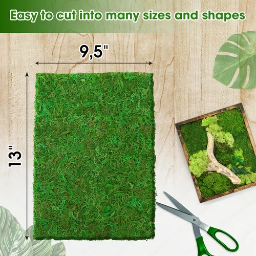 Miniatura 2 de DUSPRO 2 alfombrillas de musgo de 13 x 9.5 pulgadas, hojas de musgo despegar y pegar para manualidades, hojas de musgo para macetas, musgo