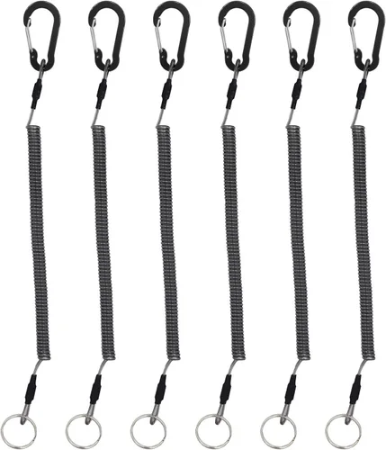 Lix&Rix Cordones elásticos en espiral para llaves, kayak, equipo de pesca, alicates, herramientas, negro, azul, verde, rojo, amarillo, plata, 4/6