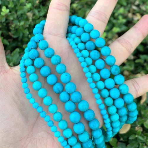 Miniatura 2 de Adabele 95 cuentas redondas sueltas de color turquesa azul estabilizado natural de 0.157 in (0.16 pulgadas) para hacer joyas y manualidades GR-A4