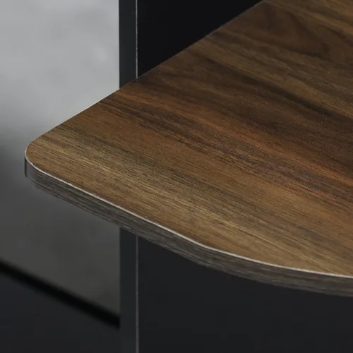 Miniatura 8 de Furinno - Escritorio compacto para computadora con estantes, Tablero de partículas, Columbia Nogal/Negro