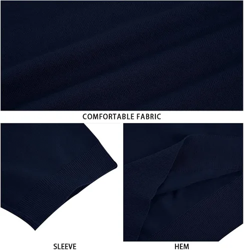 Miniatura 2 de Runcati Camiseta casual para hombre, elástica, de manga corta, de punto, de ajuste delgado, cuello redondo, suéter básico sólido