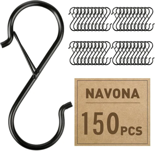 Miniatura 8 de Navona 20 piezas de ganchos en S resistentes para colgar, gancho en S de metal resistente de 3.5 pulgadas con hebilla de seguridad, adecuado