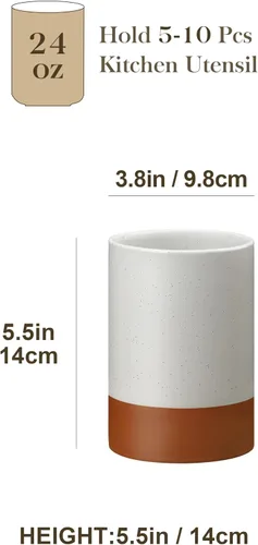 Miniatura 2 de MALACASA Portautensilios, Portautensilios de Cocina de Cerámica de 5.5", Recipiente para Utensilios de Cocina para Encimera, Organizador
