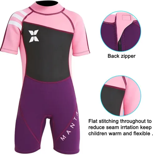 Miniatura 4 de Traje de neopreno completo para niños de 0.098 pulgadas (0.098 in), protección UV, mantiene el calor, trajes de neopreno de manga larga para Traje
