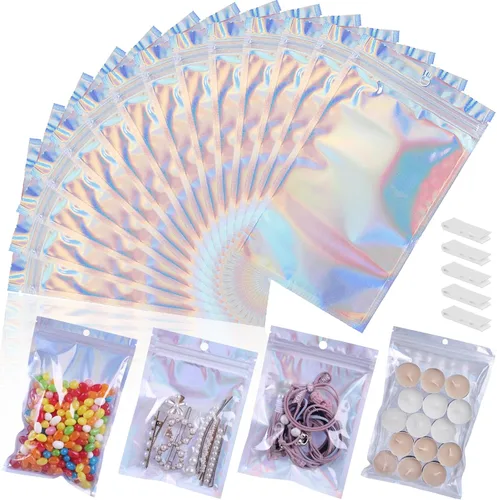 Miniatura 24 de 400 bolsas de Mylar resellables de 4 x 5 pulgadas, color negro, para almacenamiento de alimentos, bolsa resellable de Mylar con ventana transparente