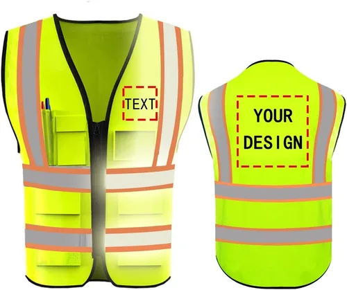Chaleco de Seguridad de Alta Visibilidad con Alta Reflectividad, Ropa de Trabajo de Seguridad Personalizada con Logotipo, Tiras Reflectantes y