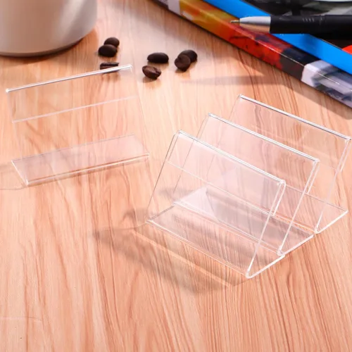 Miniatura 7 de ARTIBETTER Tarjetas de mesa acrílicas, paquete de 20 soportes transparentes en forma de L, soportes horizontales para menú y placa de nombre
