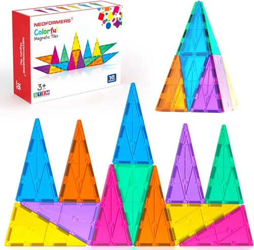 Miniatura 11 de STEM - Juego de 70 piezas de azulejos magnéticos para niños de 3 a 8 años, bloques magnéticos sensoriales Montessori para niños pequeños, kit