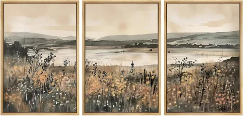 Miniatura 41 de SIGNWIN Lienzo enmarcado para pared, juego de arte dramático de cielo tormentoso, ilustraciones de paisaje nuboso Moody, arte moderno decorativo