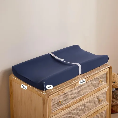 Miniatura 6 de TILLYOU Juego de fundas para cambiador en material de jersey suave, se adapta a almohadillas contorneadas de 32 pulgadas/34 x 16 pulgadas