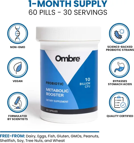 Miniatura 3 de Ombre Probiótico potenciador metabólico – Apoya el metabolismo, el control saludable del peso y la digestión – Suplemento de energía y salud