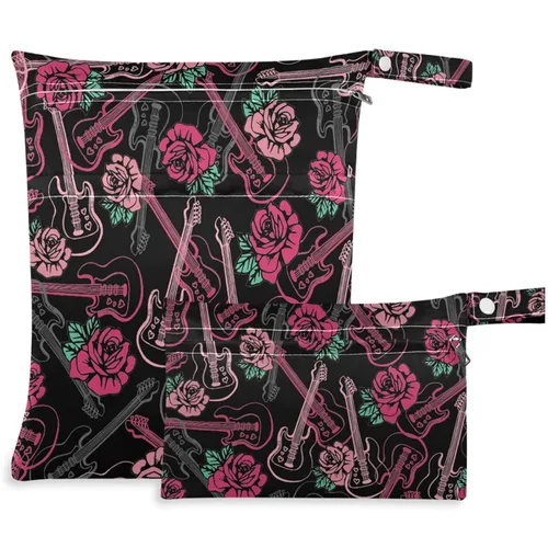 Miniatura 8 de visesunny Seta dibujada a mano, 2 bolsas húmedas con bolsillos con cremallera, lavable, reutilizable, espaciosa para viajes, playa, piscina, Multi51.