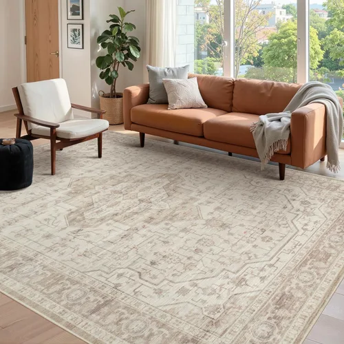 Miniatura 5 de Rugxara Alfombra de entrada lavable de 3 x 5, alfombras de pasillo bohemias antideslizantes para pasillo, entrada, cocina, baño, cuarto