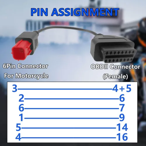 Miniatura 4 de Cable adaptador OBD2 de 6 pines, compatible con Guzzi Suzuki, Yamaha, Davidson, Piaggio, Vespa, motocicleta, OBD, cable adaptador de escáner