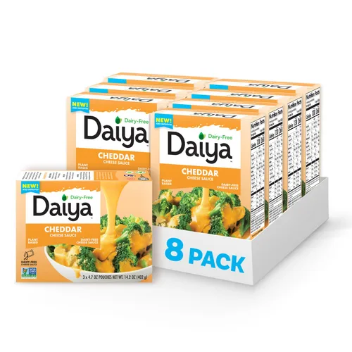 Salsa de queso cheddar sin lácteos, rica a base de plantas, cremosa, salsa de queso, 14.2 onzas (paquete de 8)