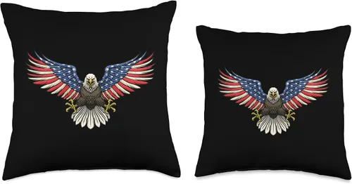 Miniatura 3 de Adler Vogel Eagle American Flag Vulture Falcon Throw Pillow, 16x16, Multicolor