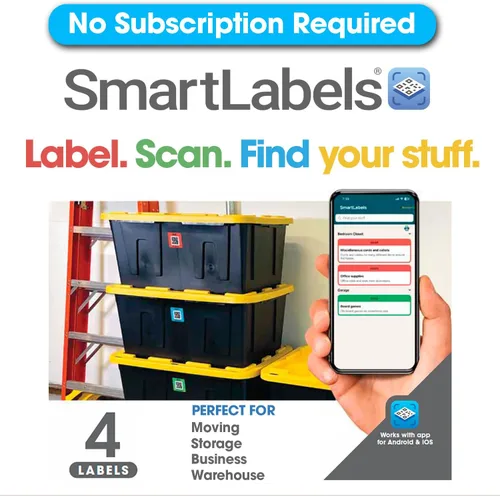 Miniatura 11 de Smart Labels Paquete de 48 calcomanías de código QR (modernas) fabricadas en Estados Unidos, etiquetas de código QR para almacenamiento