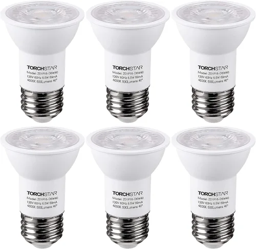 Miniatura 10 de TORCHSTAR Bombilla LED PAR16, Luz de Foco Regulable Certificada por UL, Ángulo de Haz de 40°, Foco de Riel de 500LM, Bombillas de Luz de Riel Blanco