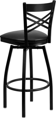 Miniatura 5 de Flash Furniture HERCULES Series Black ''X'' Taburete giratorio de metal – asiento de vinilo negro