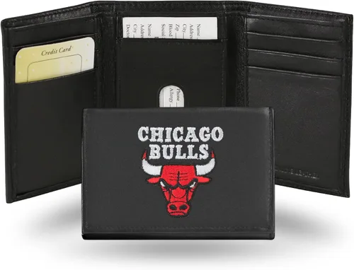 Miniatura 9 de NBA - Cartera de piel auténtica bordada de tres pliegues de 3.25 x 4.25 pulgadas, delgada por Rico Industries