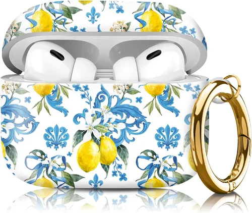 Miniatura 16 de Funda compatible con AirPod Pro de 2ª/1ª generación con llavero, funda protectora completa a prueba de golpes para auriculares inalámbricos