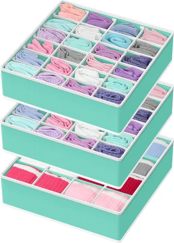 Miniatura 15 de Simple Houseware Organizador de Cajón de Calcetines para Cómoda/Armario/Dormitorio, Paquete de 3, Negro