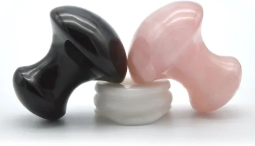 Miniatura 10 de Piedra de masaje de aventurina verde, masajeador con forma de hongo para belleza facial y corporal, piedra de raspado de guasha para spa, masaje