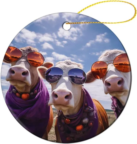 Miniatura 11 de Adorno navideño de caballos de granja, regalo para amantes de los caballos, de porcelana de doble cara, adorno de 3 pulgadas para árbol de Navidad