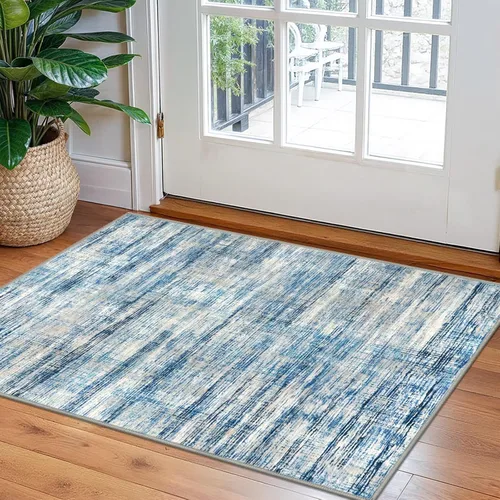 Miniatura 14 de KOZYFLY - Alfombra de pasillo moderna y lavable de diseño abstracto gris y negro, 2 x 6 pies, antideslizante, suave y de pelo corto, ideal