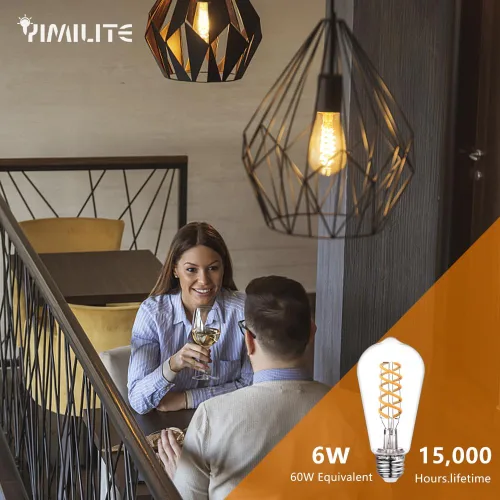 Miniatura 3 de Bombillas LED Edison ST58 (ST19) equivalentes a 60 vatios, CRI 80+, inastillables, alto brillo, blanco suave, 2700 K, regulables, bombillas