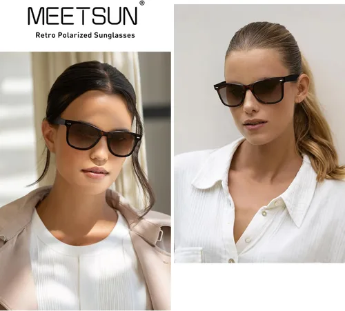 Miniatura 58 de MEETSUN Polarized Sunglasses for Women Men Classic Retro Square Frame Driving Sun Glasses UV Protection