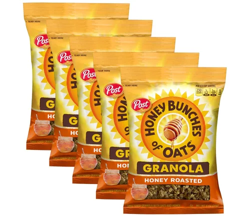Miniatura 5 de Honey Bunches of Oats Cereal de granola tostado con miel, bolsa de 11 onzas (paquete de 5)