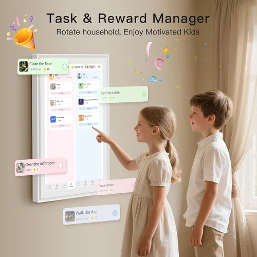 Miniatura 4 de Calendario digital familiar de 15.6 pulgadas, gráfico de tareas, planificador de comidas, pantalla de fotos, pantalla táctil interactiva FHD