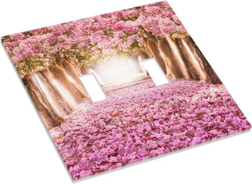 Miniatura 71 de Cubiertas de placa de pared de 3 gang con interruptor de luz de triple palanca, en negro y dorado con esplendor de oro rosa, estampado floral