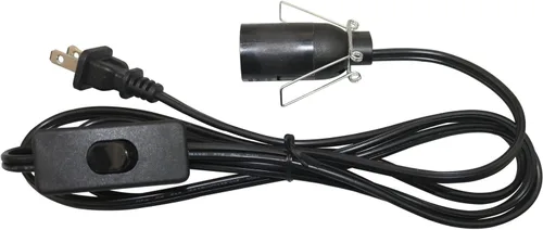 Cable de repuesto para lámpara de sal de 6 pies con interruptor de encendido/apagado y base de candelabro E12, Negro
