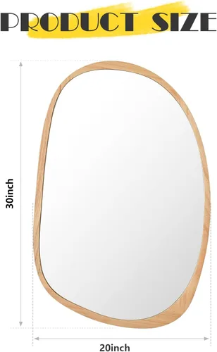 Miniatura 2 de sawsile Espejo de pared irregular, de madera natural, asimétrico, de 20 x 30 pulgadas, moderno espejo orgánico para baño, dormitorio, sala de estar