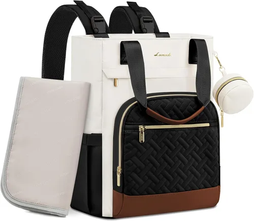 Miniatura 11 de LOVEVOOK Mochila para pañales, bolsa de bebé portátil de gran capacidad con cambiador de pañales plegable, bolsas de pañales impermeables para bebé