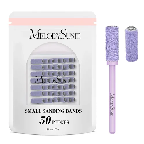 Miniatura 19 de MelodySusie 50 piezas de brocas para lima de uñas pequeñas con bandas de lijado de 3.1mm, lima de uñas de grano 80 para uñas acrílicas, manicura