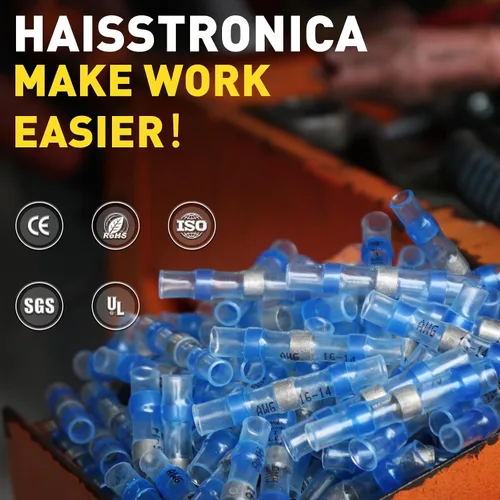 Miniatura 6 de haisstronica 100 conectores de alambre con sello de soldadura, conectores a tope resistentes al agua, termorretráctiles, terminales