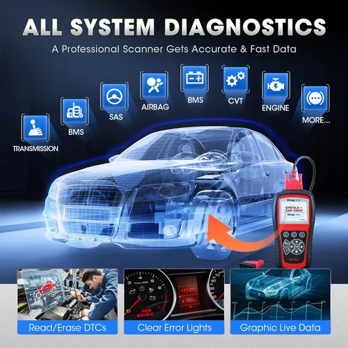 Miniatura 3 de Autel Diaglink - Lector de códigos OBDII OBD2 (versión para manualidades de MD802), diagnóstico de todos los sistemas y módulos para ABS, SRS
