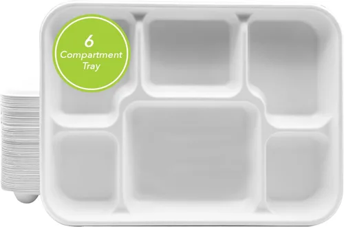 Miniatura 10 de three leaf Bandeja de comida con tapa de 5 compartimentos, 200 juegos. Bandeja de bagazo desechable resistente y ecológica con tapa, platos 100% 5