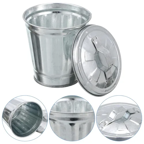 Miniatura 4 de jojofuny Mini basurero de escritorio con construcción de hierro, papelera compacta y soporte para maceta para el hogar, oficina, cocina, mesa