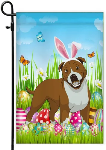 Miniatura 6 de Beagle Happy Easter Day Holiday Flag Funny Dog Wear Bunny Ears Headband Cute for Home Decor (12" x 18") USA Garden Flag Premium Decorative Yard