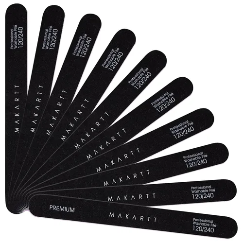 Miniatura 15 de Makartt Lima de uñas, tablas de esmeril de grano 100/180 para uñas, kit profesional de limas de doble cara lavables para lima de uñas media y suave